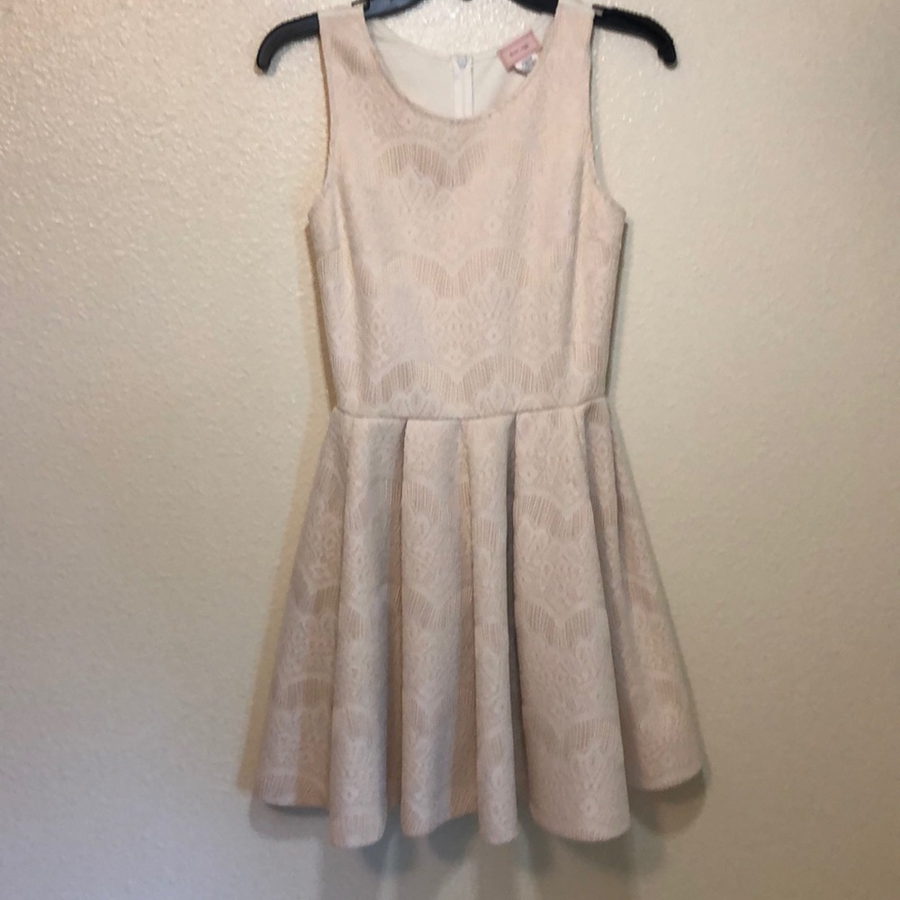 Pink and cream lace dress A line dress